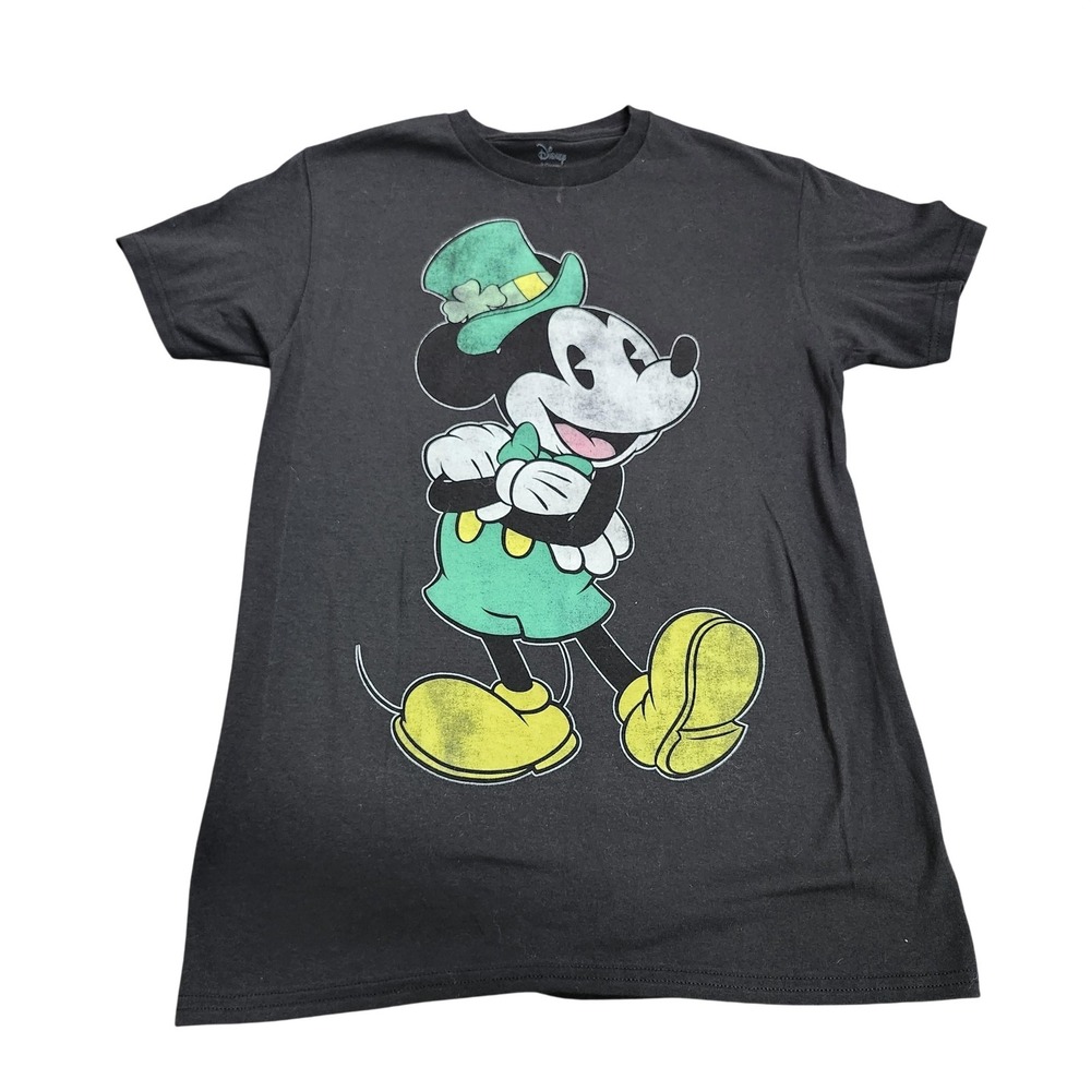Disney Shirt Mens Small Black Mickey Mouse St Patricks Day Graphic Tee Top